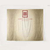 Doppel-Happy Chinesisch Hochzeit Foto Hintergrund Wandteppich (Vorderseite (Horizontal))