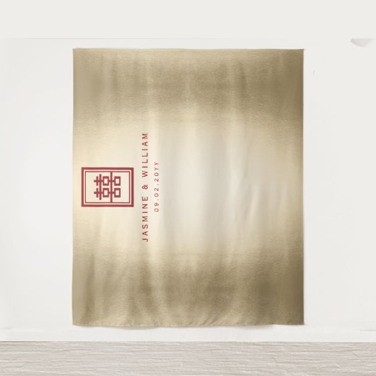 Doppel-Happy Chinesisch Hochzeit Foto Hintergrund Wandteppich (Vorderseite)