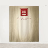 Doppel-Happy Chinesisch Hochzeit Foto Hintergrund Wandteppich (Vorderseite)