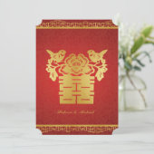 Doppel-Happy Chinesisch Themed Wedites Einladungen (Stehend Vorderseite)