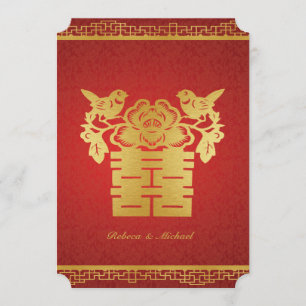 Doppel-Happy Chinesisch Themed Wedites Einladungen