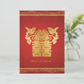 Doppel-Happy Chinesisch Themed Wedites Einladungen (Stehend Vorderseite)