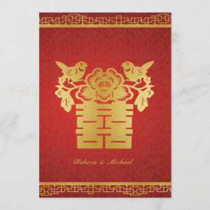 Doppel-Happy Chinesisch Themed Wedites Einladungen