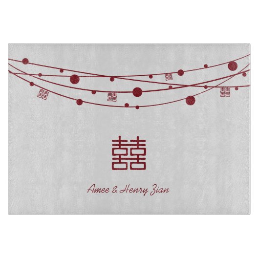 Doppel-Happy-Lanterns-Glasschneidplatte Schneidebrett (Vorderseite)