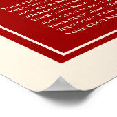 Doppel Happy Red Chinese Wedding Seating Chart Poster (Ecke)