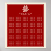 Doppel Happy Red Chinese Wedding Seating Chart Poster (Vorne)