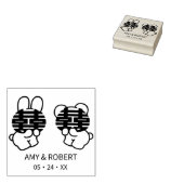 Doppel Happy Wedding Monogram Kautschuk Briefmarke Gummistempel (Stempel)