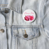 Doppel-Hot-Rosa-Rose Blume Blume Mädchen Hochzeit Button (Beispiel)