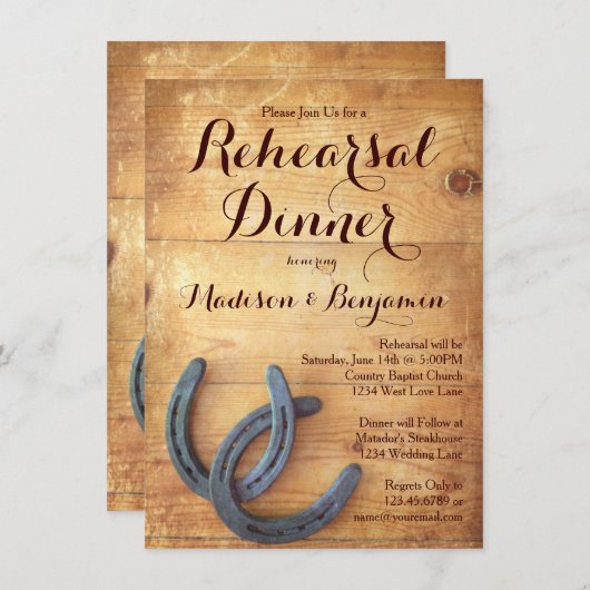 Doppel-Hufeisen Probe Abendessen Einladung (Vorne/Hinten)