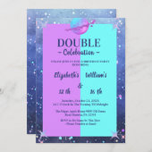 Doppel-Joint-Zwillingsgeburtstag Boy Girl Einladung (Vorne/Hinten)