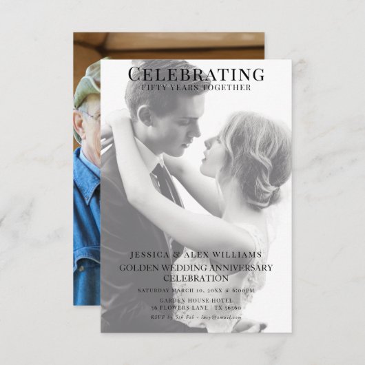 Doppel Jung/Altes Foto 50 Jahre Einladung (Vorne/Hinten)