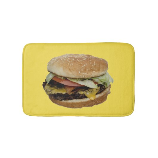 Doppel-Käse-Burger mit Tomate und Salat Badematte (Vorderseite)