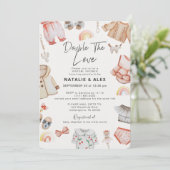 Doppel Liebe Girl Twins Pink Virtual Baby Dusche Einladung (Stehend Vorderseite)