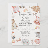 Doppel Liebe Girl Twins Pink Virtual Baby Dusche Einladung (Vorderseite)