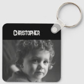 Doppel-Liebe-Papa hinzufügen Name Schwarz-weißes F Schlüsselanhänger (Rückseite)