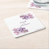 Doppel-Lilah-Blume: Personalisierte Hochzeiten-Unt Rechteckiger Pappuntersetzer (angewinkelt)