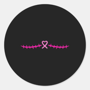 Doppel-Mastektomie Brustkrebsüberlebung Pink Ribb Runder Aufkleber