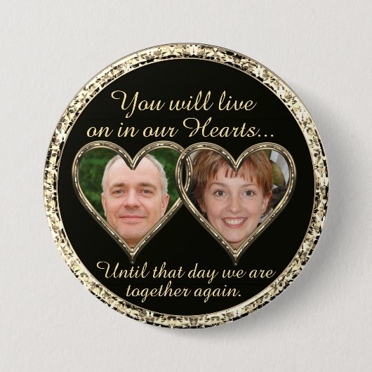 Doppel-Memorial Hinzufügen von Fotos Keepake-Schlü Button (Vorderseite)