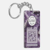 Doppel-QR-Code für Business Lila Amethyst Schlüsselanhänger (Vorderseite links)