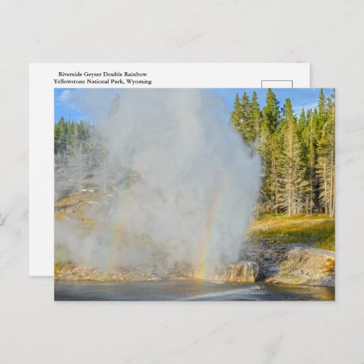 Doppel-Regenbogen bei Riverside Geyser, Gelbstein Postkarte (Vorne/Hinten)
