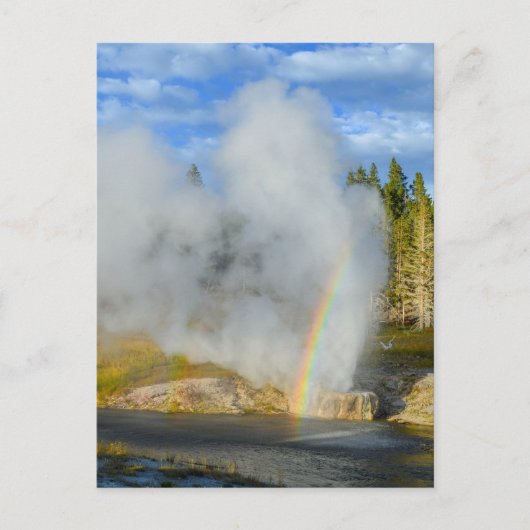 Doppel-Regenbogen bei Riverside Geyser, Gelbstein Postkarte (Vorderseite)