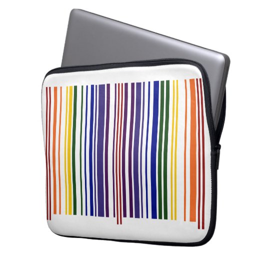 Doppel-Regenbogen-Strichcode Laptopschutzhülle (Vorderseite Links)