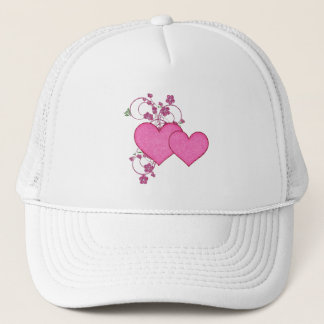 Doppel-Rosa Herz & Glitzer Design Valentinstag Truckerkappe