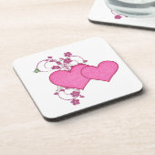 Doppel-Rosa Herz & Glitzer Design Valentinstag Untersetzer (Linke Seite)