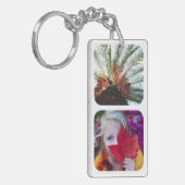 Doppel-Seite 4 Fotomodell Rounded White Schlüsselanhänger (Vorderseite links)