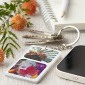 Doppel-Seite 4 Fotomodell Rounded White Schlüsselanhänger (Vorderseite rechts)