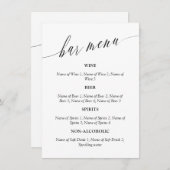 Doppel-seitige Kalligrafie-Hochzeitmenü - Bar Begleitkarte (Vorne/Hinten)