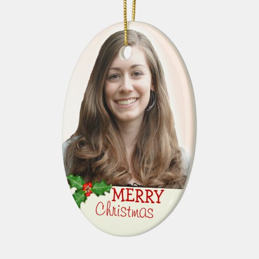 Doppel-seitige Oval-Weihnachtsdekoration Foto Keramikornament (Links)