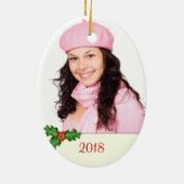 Doppel-seitige Oval-Weihnachtsdekoration Foto Keramikornament (Hinten)