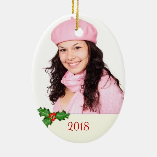 Doppel-seitige Oval-Weihnachtsdekoration Foto Keramikornament (Hinten)