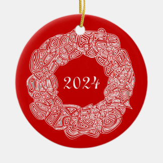 Doppel-Side-Gedenkrez (Joy/Year) Keramik Ornament