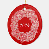 Doppel-Side-Gedenkrez (Joy/Year) Keramik Ornament (Links)