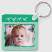 Doppel-Sieger Papa je Foto grün Schlüsselanhänger (Rückseite)