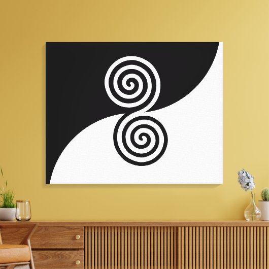 Doppel Spiralkunst in Schwarz & Weiß Leinwanddruck (Insitu (Wohnzimmer))