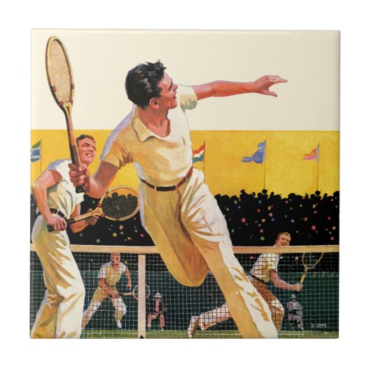 Doppel-Tennis-Match Fliese (Vorderseite)