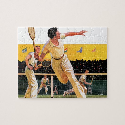 Doppel-Tennis-Match Puzzle (Horizontal)