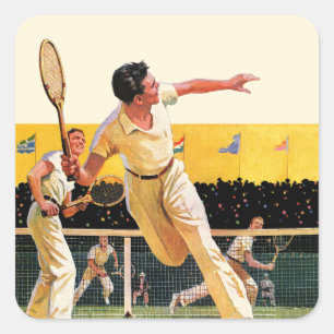 Doppel-Tennis-Match Quadratischer Aufkleber