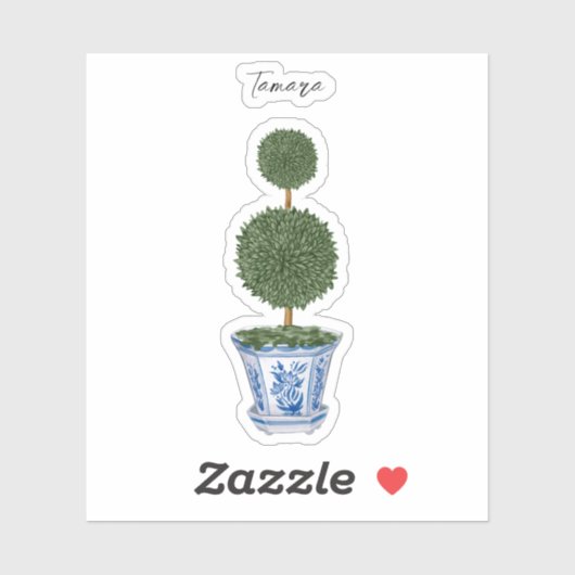 Doppel Topiary Tree Chinoiserie Vinyl Sticker (Blatt)