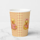 Doppel Trio in rosa Outfits Pappbecher (Links)