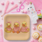 Doppel Trio in rosa Outfits Pappteller (Party)