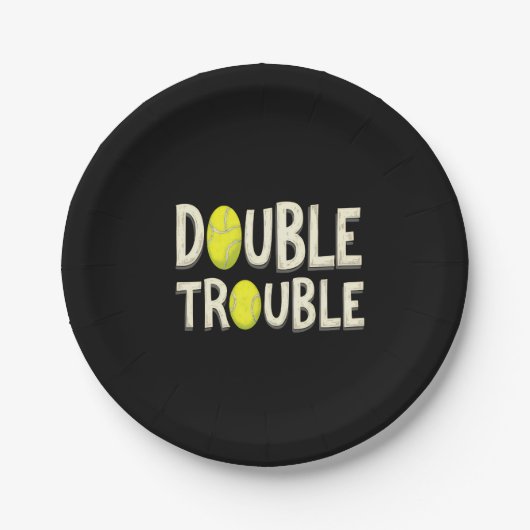 Doppel Trouble Funny Tennis Balls Pappteller (Vorderseite)