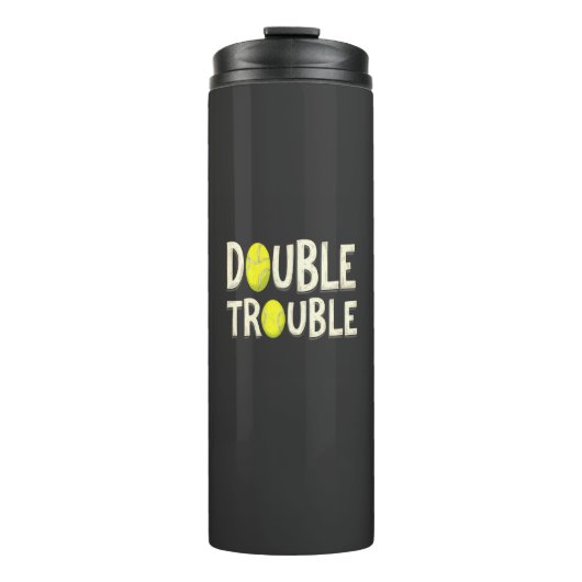 Doppel Trouble Funny Tennis Balls Thermosbecher (Vorderseite)