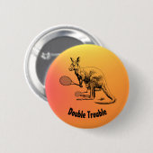 Doppel-Trouble Kangaroo Tennis Player Button (Vorne & Hinten)