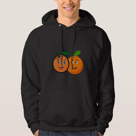 Doppel-Trouble-Orangen Hoodie (Vorderseite)