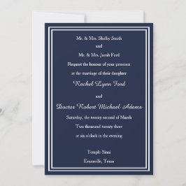 Doppel-Weiß/Navy-Trim - 12x18Hochzeitseinladung Einladung