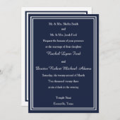 Doppel-Weiß/Navy-Trim - 12x18Hochzeitseinladung Einladung (Vorne/Hinten)